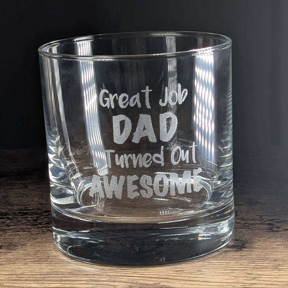 New Engraved Dad Whiskey Glass Tumbler